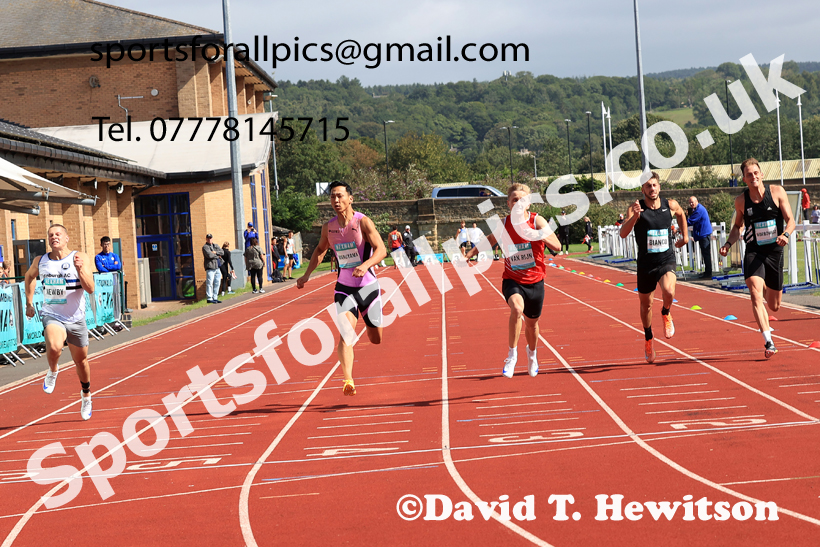 Decathlon 100 metres, 2025 EAP International Combined Events, Hexham, Northumberland.  Photo: David T. Hewitson/Sports for All Pics